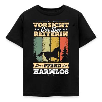 Vorsicht vor der Reiterin - Kinder T-Shirt - Schwarz - Vorne - AI Model Kid Female (0cm)