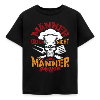 Männer kochen nicht Männer grillen - Kinder T-Shirt - Schwarz - Vorne - AI Model Kid Female (0cm)