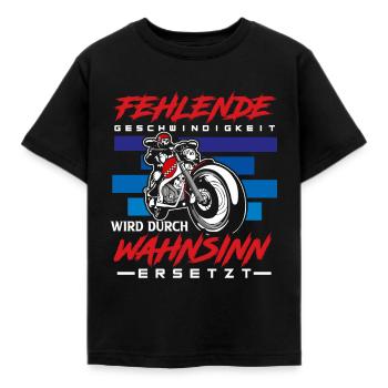 Motorrad Fehlende Geschwindigkeit Wahnsinn - Kinder T-Shirt - Schwarz - Vorne - AI Model Kid Female (0cm)