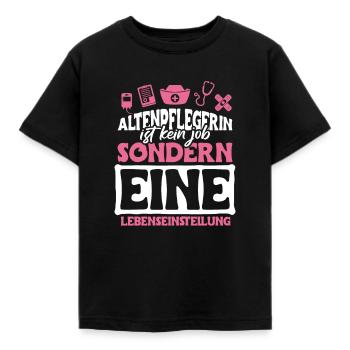 Altenpflegerin ist eine Lebenseinstellung - Kinder T-Shirt - Schwarz - Vorne - AI Model Kid Female (0cm)