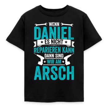 Wenn Daniel es nicht reparieren kann - Kinder T-Shirt - Schwarz - Vorne - AI Model Kid Female (0cm)
