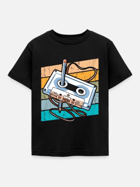 Retro Kassette 80er 90er Jahre - Kinder T-Shirt - Schwarz