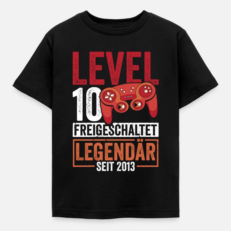 Level 10 Freigeschaltet 10.Geburtstag - Kinder T-Shirt - Schwarz