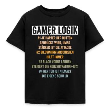 Gamer Logik Gaming Zocken - Kinder T-Shirt - Schwarz - Vorne - AI Model Kid Female (0cm)