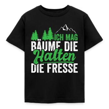 Ich mag Bäume die halten die Fresse - Kinder T-Shirt - Schwarz - Vorne - AI Model Kid Female (0cm)