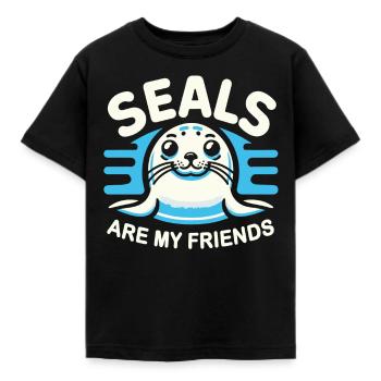 Robbe Robben Tier Seelöwe - Kinder T-Shirt - Schwarz - Vorne - AI Model Kid Female (0cm)