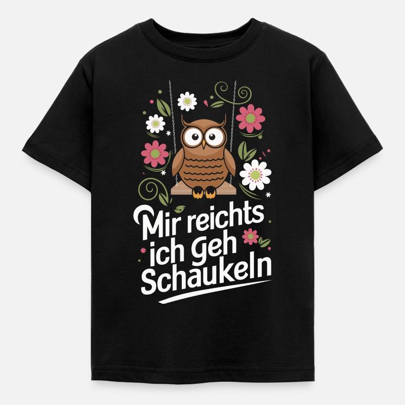 Nachteule Eule Eulen Vogel - Kinder T-Shirt - Schwarz