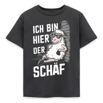 sheep, flock of sheep, farm, farmer, shepherd - Kids' T-Shirt - dark grey - Front - AI Model Kid Female (0cm)