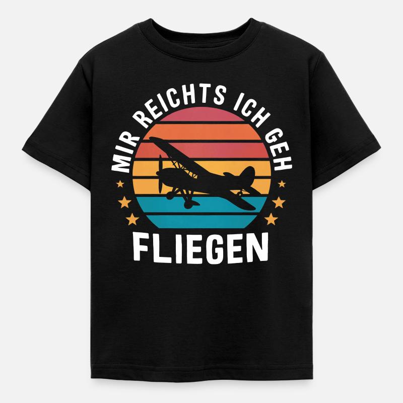 Pilot Piloten Flugzeug Fliegen Luftfahrt - Kinder T-Shirt - Schwarz