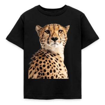 Gepard - Kinder T-Shirt - Schwarz - Vorne - AI Model Kid Female (0cm)