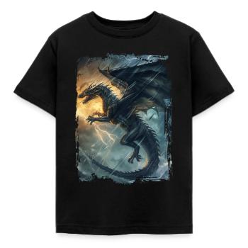 Drachen - Kinder T-Shirt - Schwarz - Vorne - AI Model Kid Female (0cm)