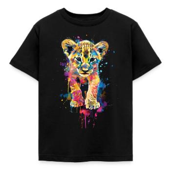 Löwe - Kinder T-Shirt - Schwarz - Vorne - AI Model Kid Female (0cm)
