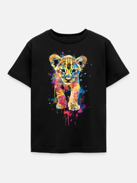 Löwe - Kinder T-Shirt - Schwarz