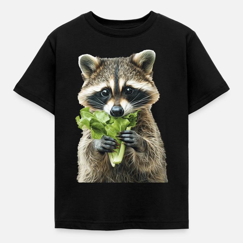 Waschbär - Kinder T-Shirt - Schwarz