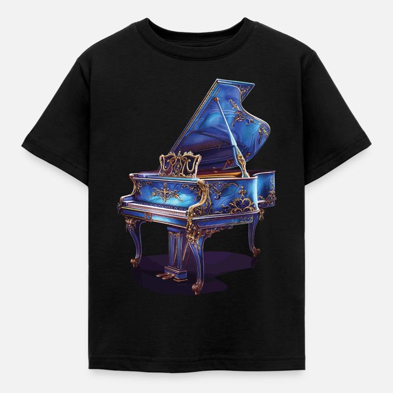 Klavier - Kinder T-Shirt - Schwarz