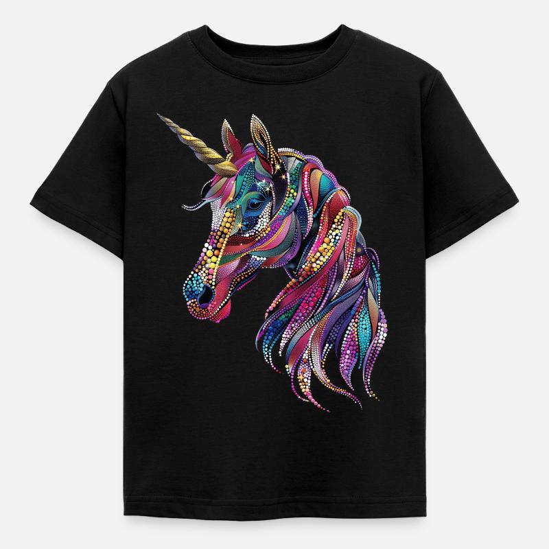Einhorn - Kinder T-Shirt - Schwarz