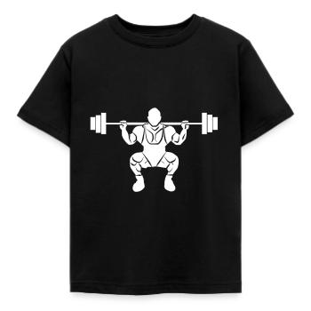 POWERLIFT Squad Quadriceps Fitness Gift - Kids' T-Shirt - black - Front - AI Model Kid Female (0cm)