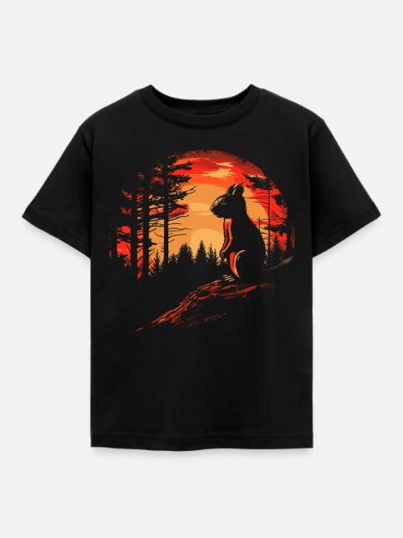 Eichhörnchen Wald Baumhörnchen Hörnchen - Kinder T-Shirt - Schwarz