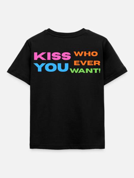 Pride / CSD / LGBTQ+ Design "Kiss" - Kinder T-Shirt - Schwarz