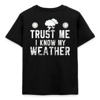 Wetter - Kinder T-Shirt - Schwarz - Hinten - AI Model Kid Female (0cm)