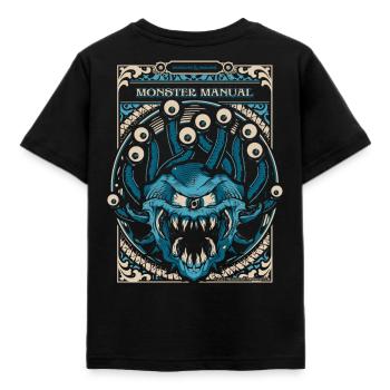 Dungeons And Dragons Monster Manual Mit Beholder - Kinder T-Shirt - Schwarz - Hinten - AI Model Kid Female (0cm)