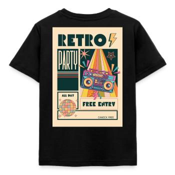 Retro Party Boombox Neon - Kids' T-Shirt - black - Back - AI Model Kid Female (0cm)