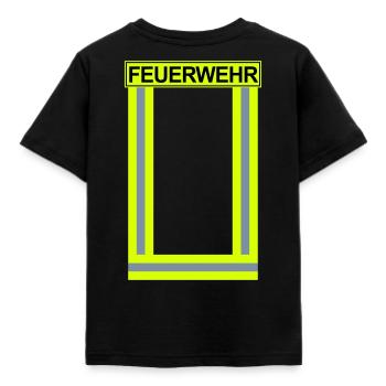 Feuerwehr-Neon - Kinder T-Shirt - Schwarz - Hinten - AI Model Kid Female (0cm)