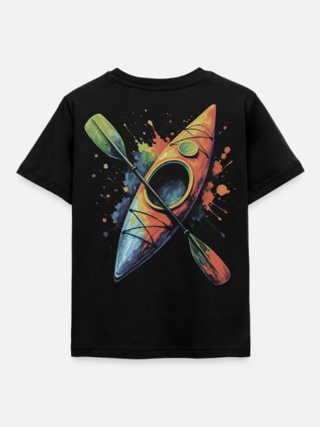 Buntes Kajakfahren – Wassersport Spritzkunst - Kinder T-Shirt - Schwarz