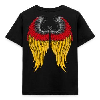 German Wings / Flügel Deutschland - Kinder T-Shirt - Schwarz - Hinten - AI Model Kid Female (0cm)