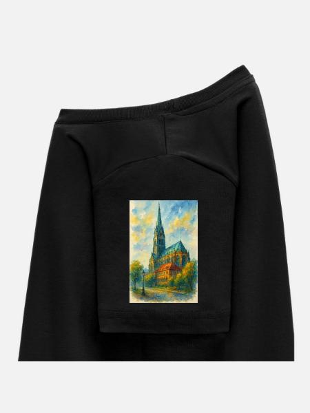 Gothische Kirche im impressionistischen Stil - Kinder T-Shirt - Schwarz