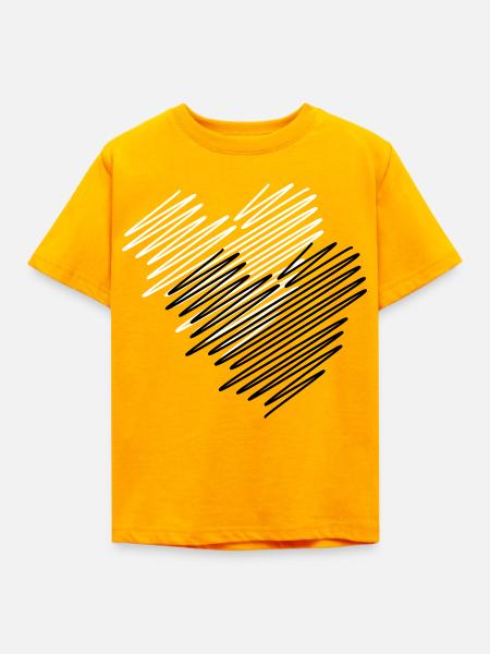 Zwei Herzen Scribble - Kinder T-Shirt - Gold