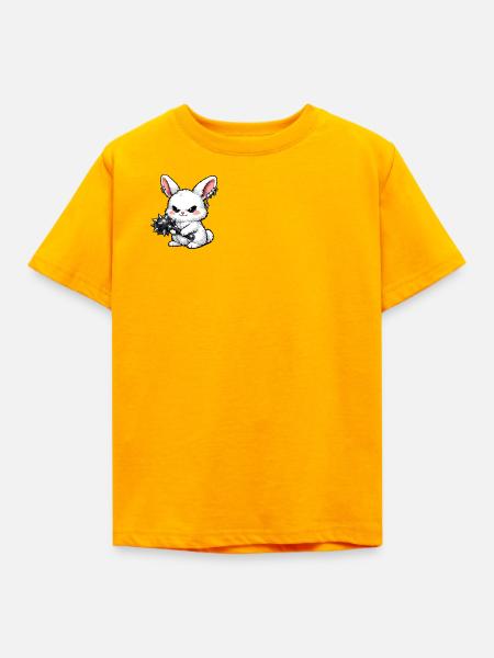Kuschelhase mit Stachelhammer - Kinder T-Shirt - Gold