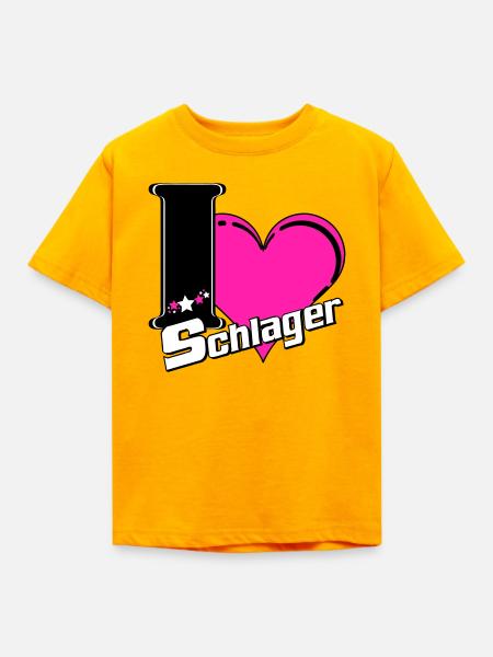 I Love Schlager Herz - Kinder T-Shirt - Gold