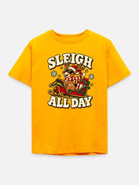 Rentier Sleigh All Day Weihnachtsedition - Kinder T-Shirt - Gold