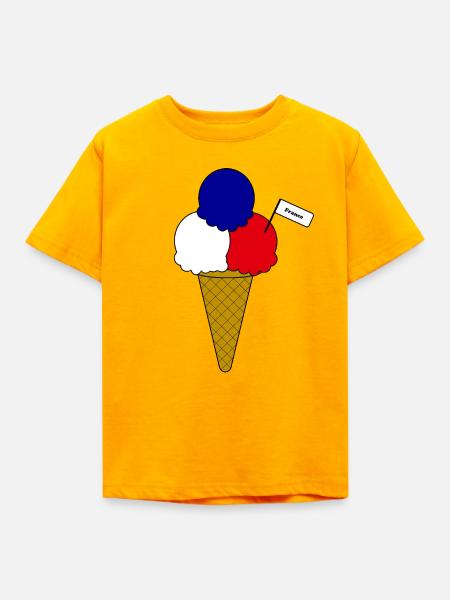 Französich France Flag Eiscreme - Kinder T-Shirt - Gold