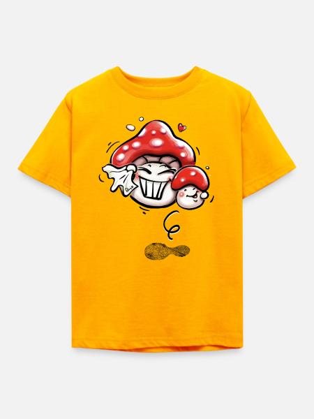 Pilze im Glück - Kinder T-Shirt - Gold