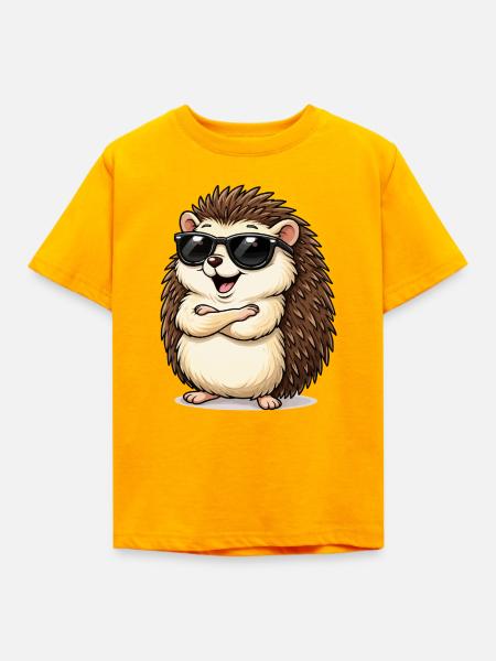 Igel mit Sonnenbrille - Kinder T-Shirt - Gold