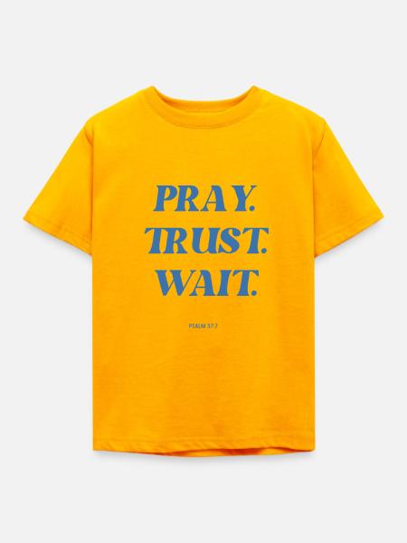 Beten Vertrauen Warten - Kinder T-Shirt - Gold