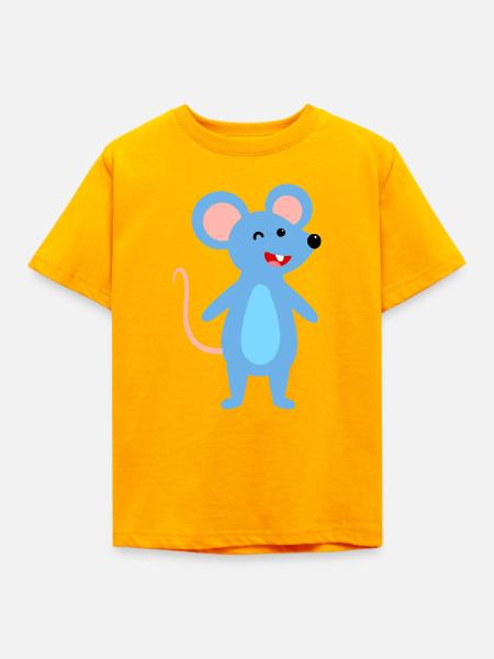 Zwinkernde blaue Maus - Kinder T-Shirt - Gold