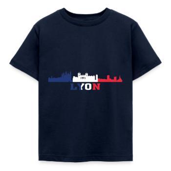 Lyon City Skyline France Landmark Map - Kids' T-Shirt - navy - Front - AI Model Kid Female (0cm)