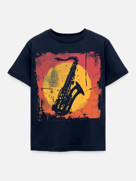 Saxophon Vaporwave - Kinder T-Shirt - Navy