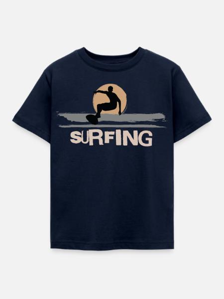 Surf Surfen Surfer - Kinder T-Shirt - Navy