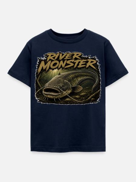 Welsfisch-Flussmonster - Kinder T-Shirt - Navy