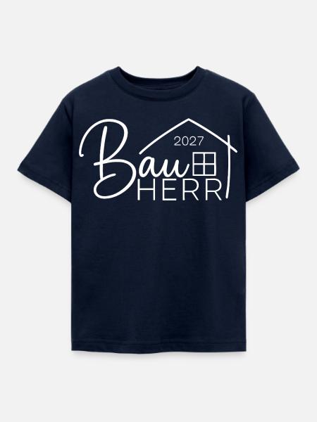 Bauherr 2027 Hausbau Eigenheim - Kinder T-Shirt - Navy