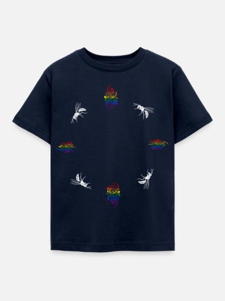 Beerenranke & Wespe - Naturmotiv LGBTQ - Kinder T-Shirt - Navy