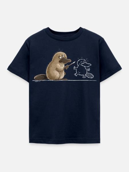 Schnabeltier Höhlenmalerei Tierhumor Steinzeit - Kinder T-Shirt - Navy