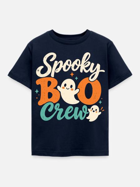 Spooky Boo Crew Retro Halloween-Geister - Kinder T-Shirt - Navy