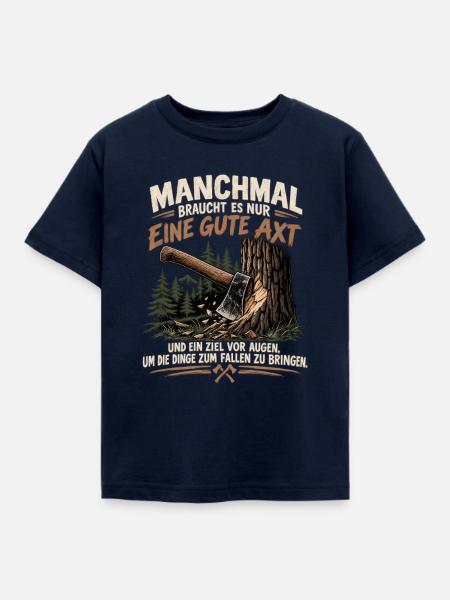 Waldholz Axtkraft - Kinder T-Shirt - Navy