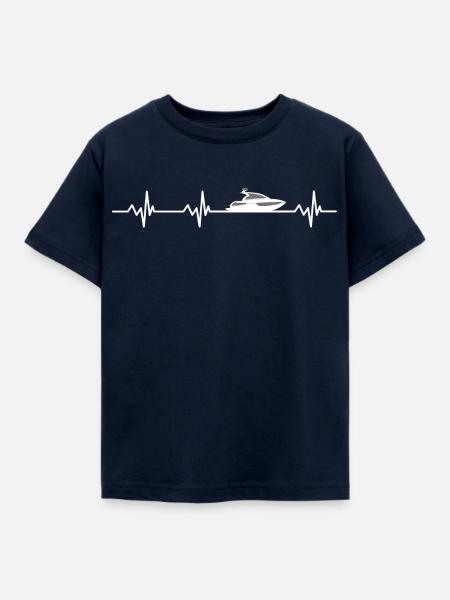 Herzschlag Motorboot - Kinder T-Shirt - Navy