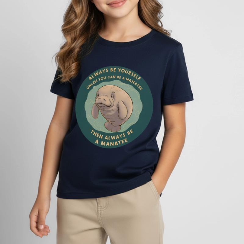 Sei Du selbst oder sei ein Manatee Lebensweisheit Kinder T-Shirt